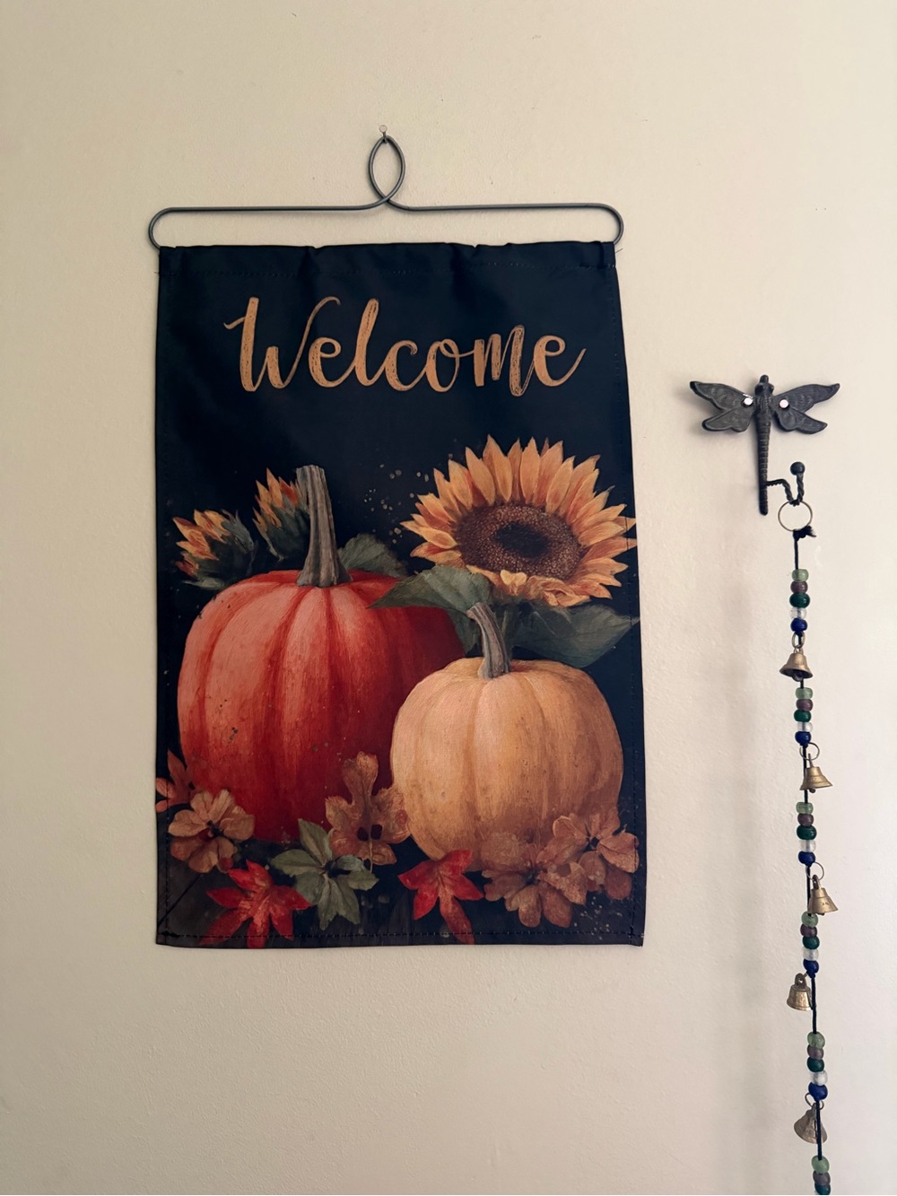 Welcome Pumpkin & Sunflower Garden Flag 12x18